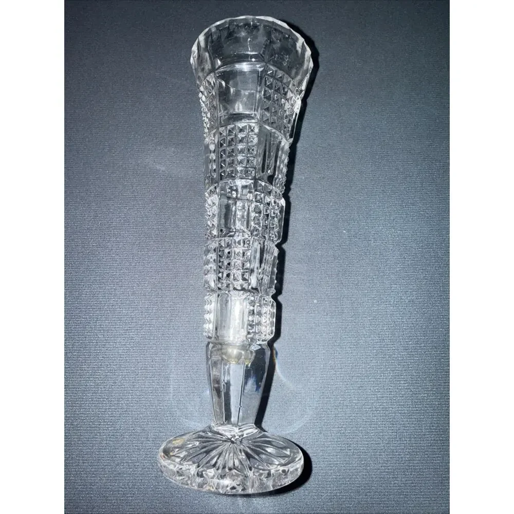 Echt Bleikristall Hand-Cut Lead Crystal Footed Bud Vase 6.5